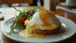 Poached Egg on a Sandwich with Hollandaise Sauce.