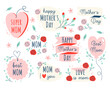 © Mykola Syvak - Happy mothers day holiday greetings hand drawn stickers and badges set vector illustration