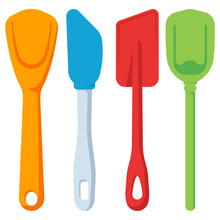 Silicone Spatula Vector Cartoon Set Isolated On A White Background.