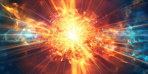 Wall Mural - illustration of laser beams in space, abstract colorful background. Created with Generative AI