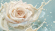 White Rose in Splashes on Light Pastel Color Background
