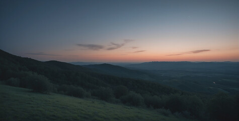 Canvas Print - Blurry Sunset Over Mountain Range