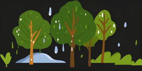 Canvas Print - Trees Standing in the Rain