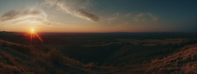 Wall Mural - The Sun Sets Over a Field of Grass