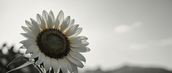 Wall Mural - Sunflower in Monochrome