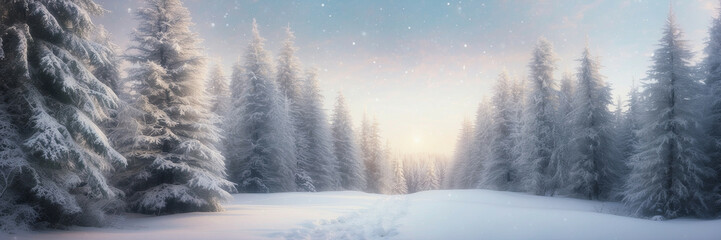 Canvas Print - Snowy Landscape With Trees