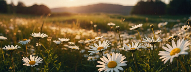 Wall Mural - Field of White Daisies Under the Sun