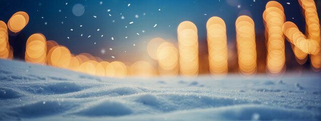 Wall Mural - Blurry Snowy Landscape With Lights