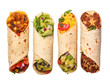 burrito collection set isolated on transparent background, transparency image, removed background