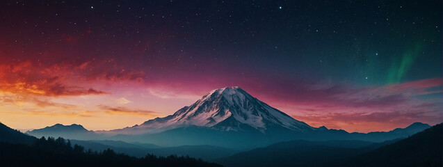 Wall Mural - Mountain at sunset