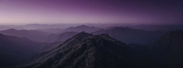 Canvas Print - Mountain Range Under a Purple Sky