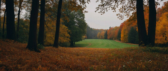 Wall Mural - Serene Autumnal Forest With Vibrant Foliage