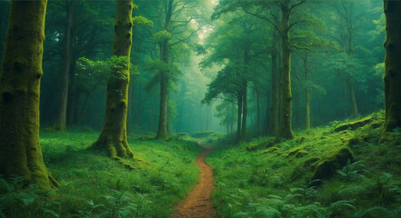 Wall Mural - A Path Through a Green Forest