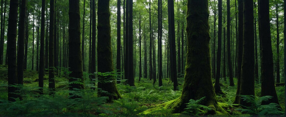 Canvas Print - Dense Green Forest Filled With Trees