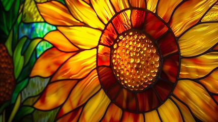 Sticker - sunflower stained glass window