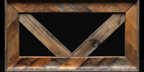 Sticker - wooden frame on wood background