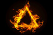 Fire triangle, magic spell effect on a black background