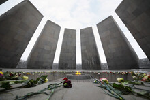  Flowers Are On Floor In Memorial Complex Tsitsernakaberd, Dedicated To Genocide Of Armenians In 1915