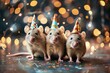 rat Happy cute animal friendly mice wearing a party hat celebrating at a fancy newyear or birthday party festive celebration greeting with bokeh light 