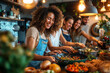 © InnovPixel - A group of people are cooking and laughing together in a kitchen