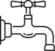Tap kitchen and bathroom compression faucet thin line icon. House bathtub spigot valve, bathroom modern tap or kitchen water mixer linear vector icon. Toilet watertap line pictogram or symbol