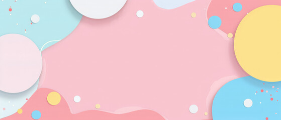 Wall Mural - A pink background with a blue and yellow circle in the middle