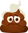 Sad poop stinky cartoon emoji or character. Poo cute personage, toilet shit frustrated isolated vector emoji or excrement cartoon character. Stinky poop funny emoticon with sad face