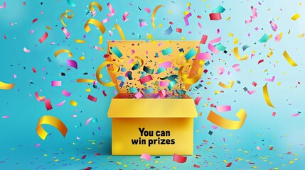 Wall Mural - gift box with confetti