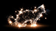 Starry unreal cat on black background