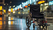 A Wheelchair Inside An Empty Airport Terminal 