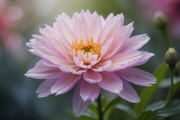 Wall Mural - Close Up of a Pink Flower With Blurry Background