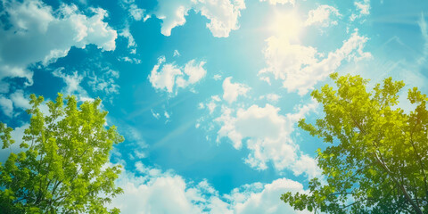 Wall Mural - The sky is blue with a few clouds and the sun is shining brightly