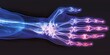 Xray of a human hand with blue and pink fluorescent effects, lifestyle concept