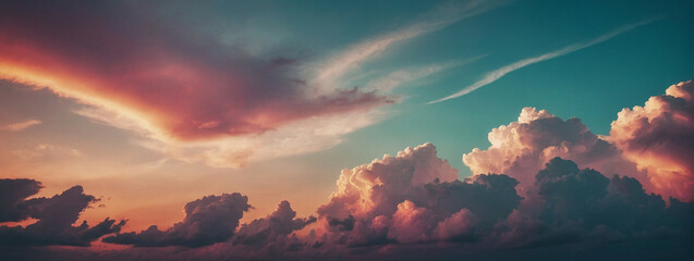Wall Mural - Colorful Clouds at Sunset Over a Blue Sky