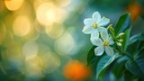 White flower in the natural background beautiful.Orange jasmine,generative ai
