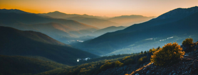 Canvas Print - Majestic Mountain Range Silhouetted by Sunset