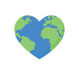 Wall Mural - heart shaped earth icon, earth day vector symbol