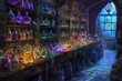 A magical market selling potions spell books