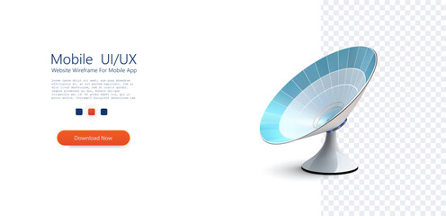 Poster - Modern Satellite Dish Isolated on Transparent Background. A sleek, contemporary satellite dish illustration, perfect for representing global communication technology. Vector illustration