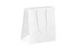 White paper glossy shopping bag mockup with white handles