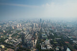 Fototapeta Nowy Jork - Reisdenital area, office buildings in fog in Nanking, view from Zifeng Tower, China