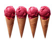set of raspberry ice cream in a cown isolated on transparent background, transparency image, removed background