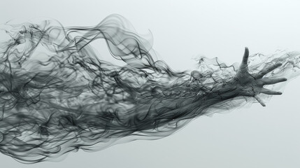 Wall Mural - A hand wrapped in smoke from isolated background