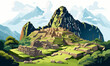 Machu Picchu Inca Ruins of Peru vector flat isolated illustration