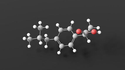 Wall Mural - ibuprofen molecular structure, nonsteroidal anti-inflammatory drug, ball and stick 3d model, structural chemical formula with colored atoms