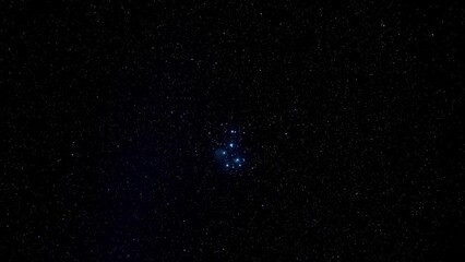 Wall Mural - a zoom-in on the pleiades star cluster in deep space