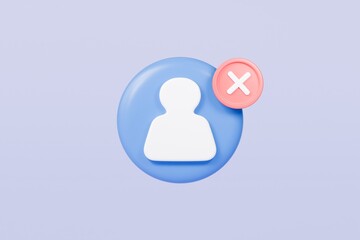 Poster - Profile personal online account rejected verification icon. Username password, Profile name, Secure login web security, Protection, Safety verification. authentications rejected concept .3d rendering.