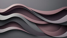 Unobtrusive Header With Elegant Modern Curvy Waves Background Illustration With Dim Gray, Dark Gray And Old Mauve Color