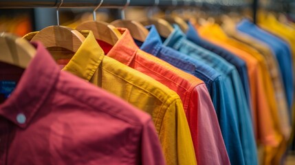 Canvas Print - Row of Colorful Shirts on Rack