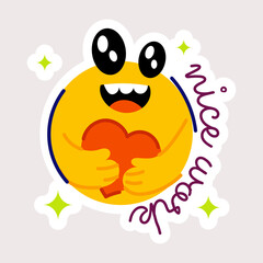 Poster - Grab this flat sticker of nice work emoji 